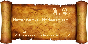 Marsinszky Modesztusz névjegykártya